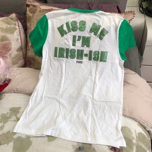 Victoria secret pink kiss me I’m Irish bling top